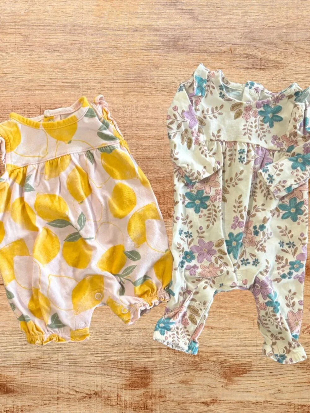 Newborn Carter's Romper Bundle 2 Pack Floral & Lemon Bubble Rompers